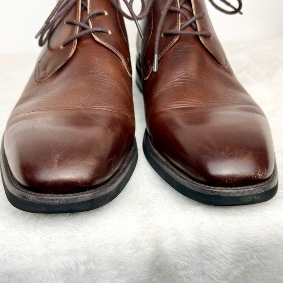 Men’s Brown Saks Fifth Avenue Joshua Leather Chukka Boots Brown Size 10 - Picture 4 of 9